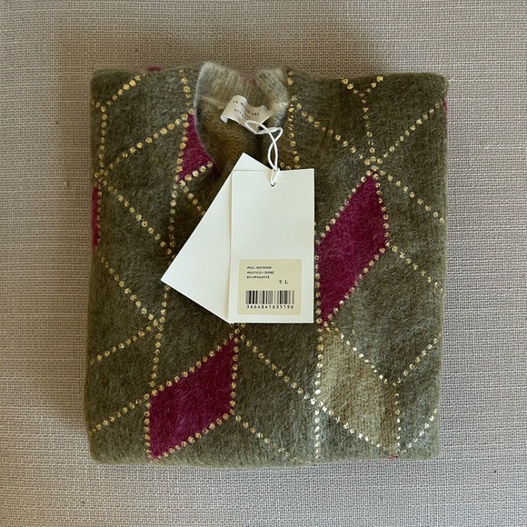 NWT Sezane Antoine Jumper - Multico/Gold French Knit Sweater Causal - Picture 4 of 6